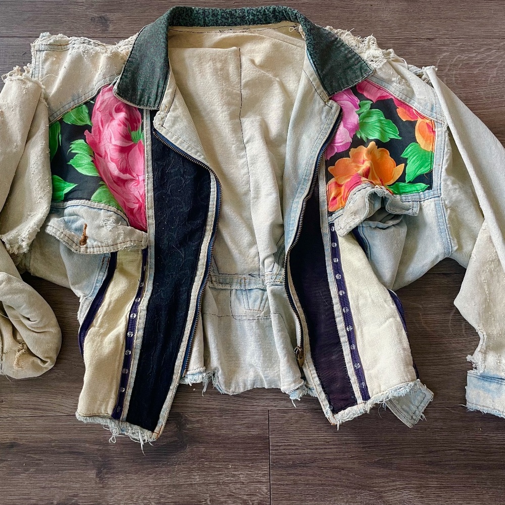Funky Hand-Distressed One of a Kind Denim jacket
